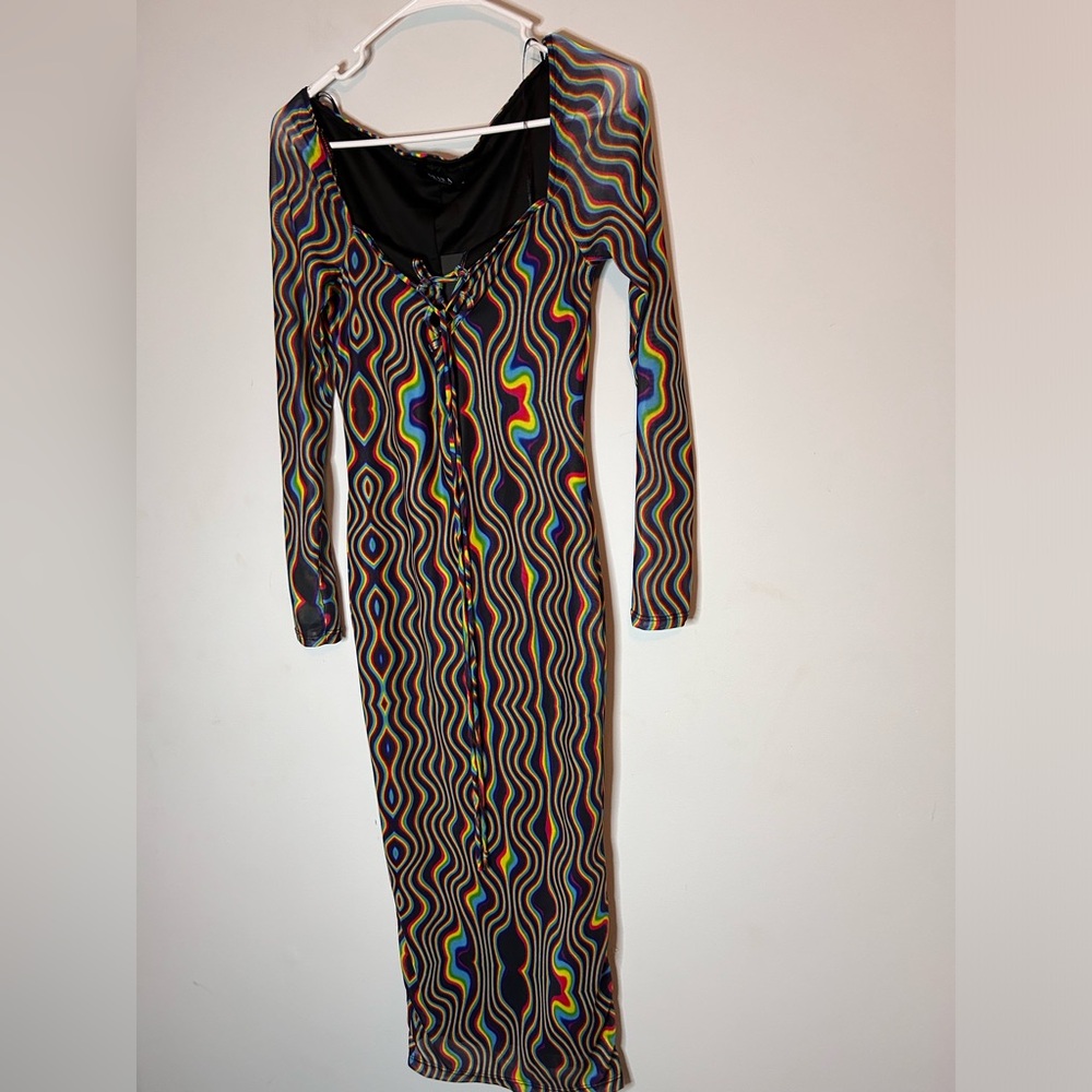 Akira multi color maxi bodycon dress NWT